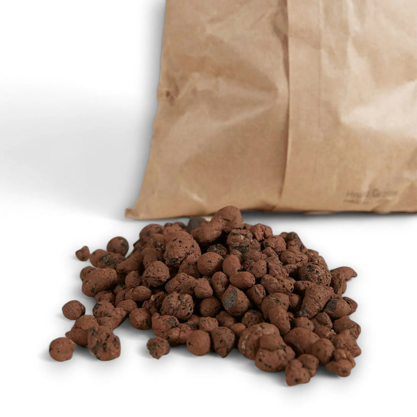 Expanded clay pebbles main product photo on white background.