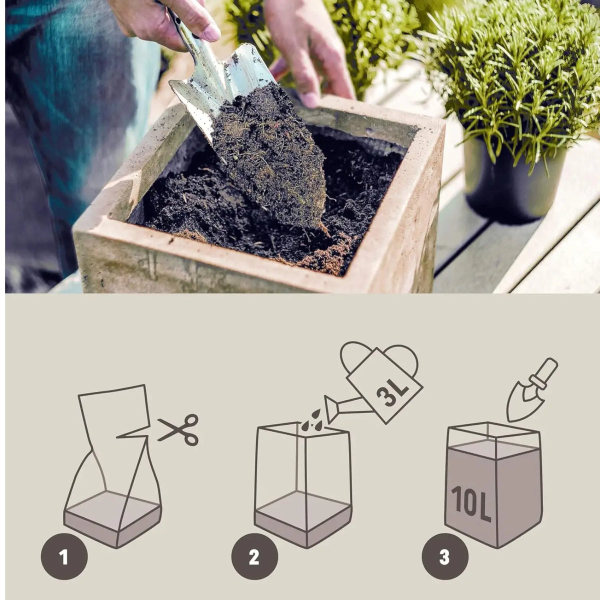 Kompaktes Kokosfaser-Substrat vor weißem Hintergrund, Produktfoto 3.