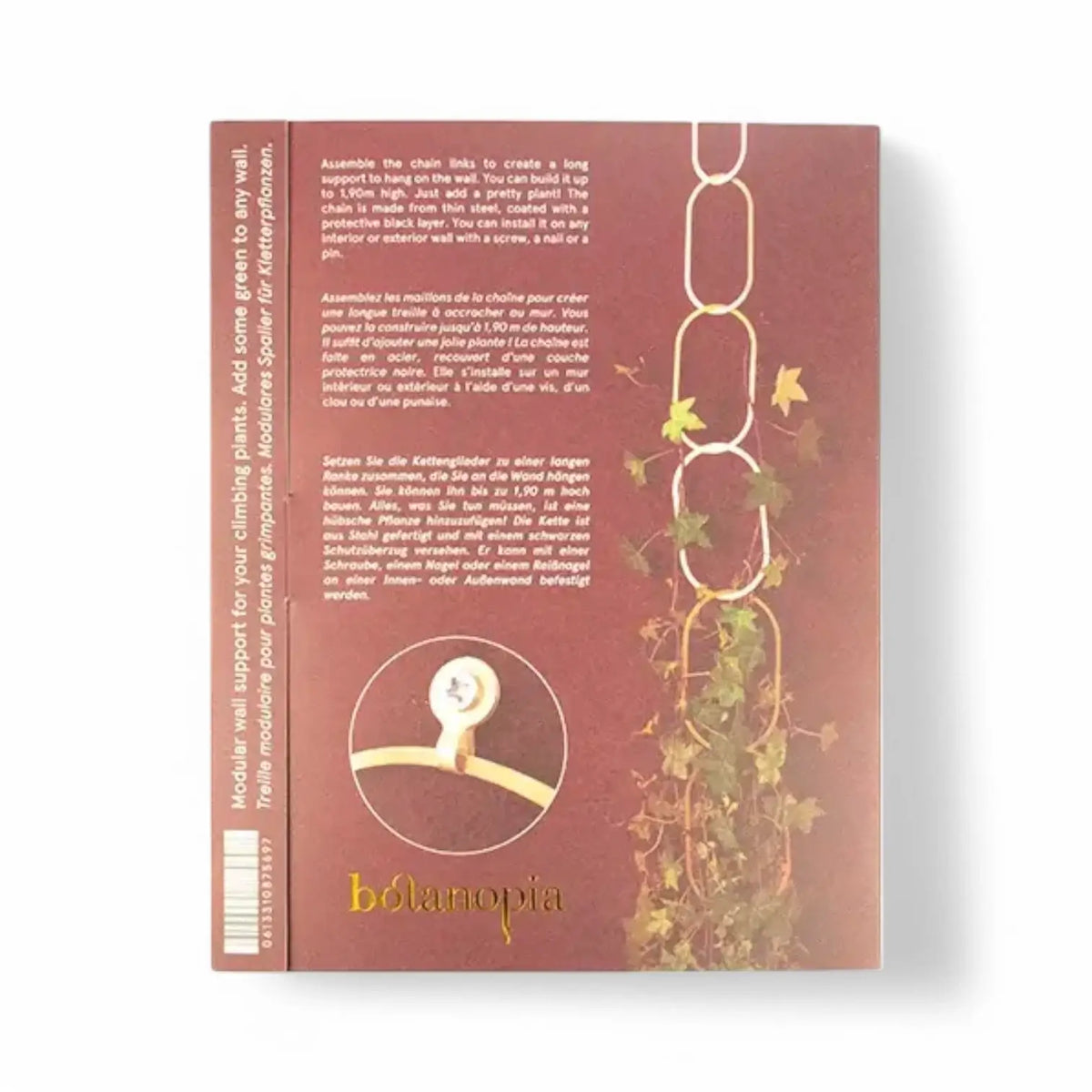 Goldene Messingkette – Pflanzenstütze für Kletterpflanzen auf weißem Hintergrund, Produktfoto 5.