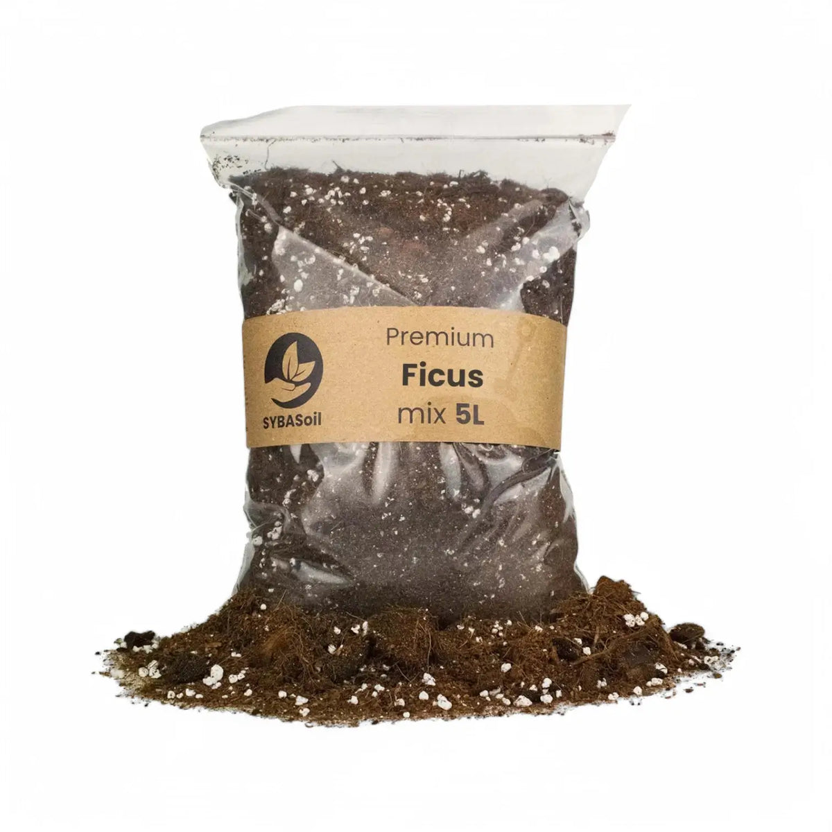 Ficus Soil Mix on white background, product photo 6.