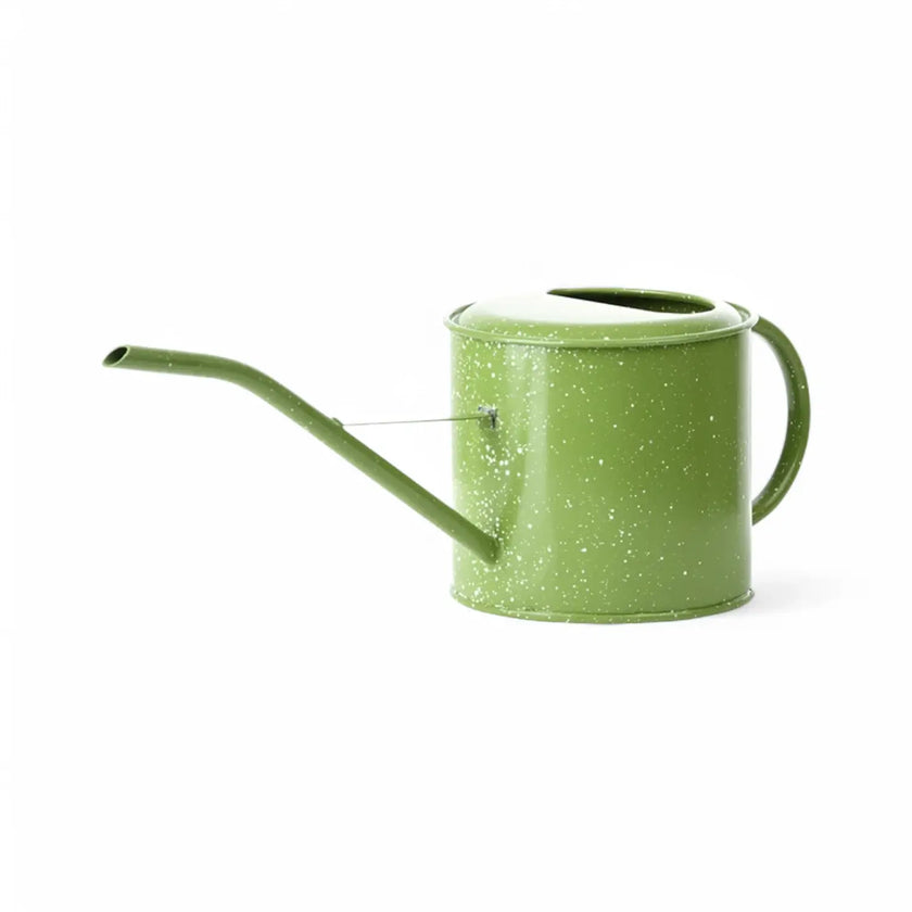 Watering can with enamel look main product photo on white background.