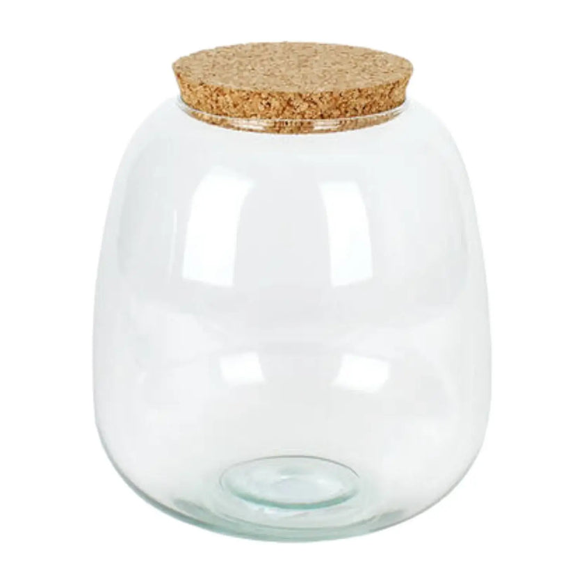 Terrarium jar 'Richmond' with cork plug product photo on white background.