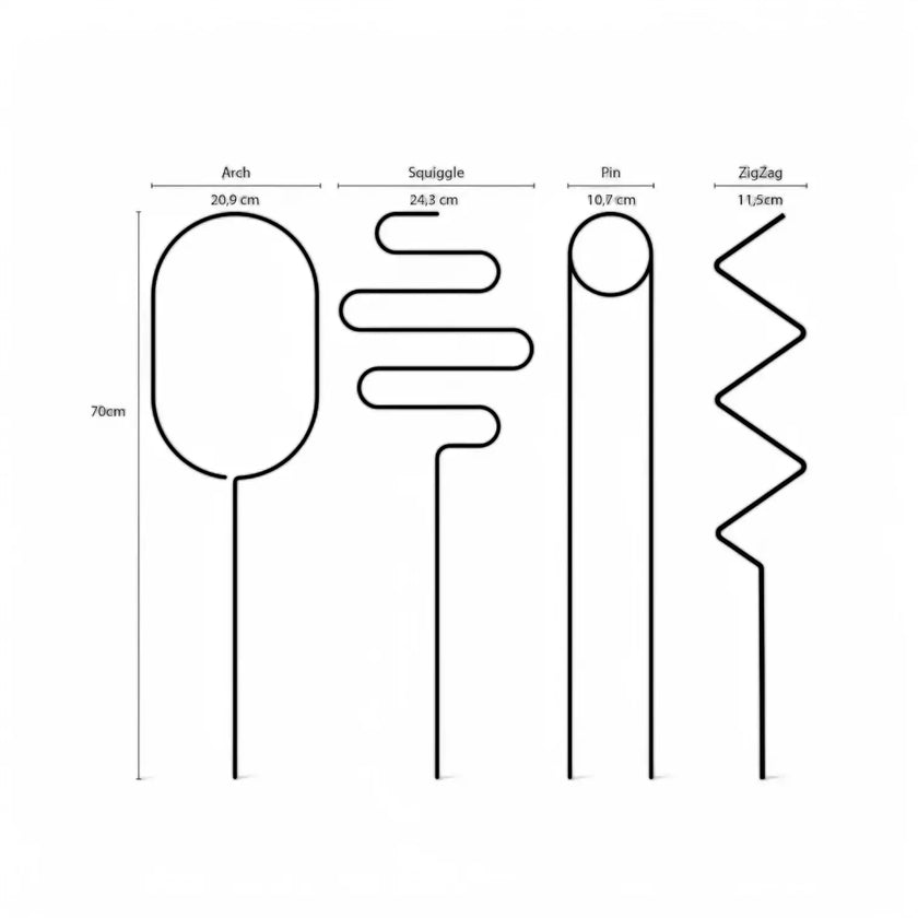 Golden Plant Stakes on white background, product photo 2.