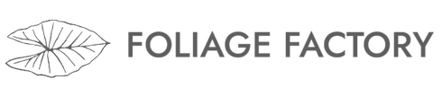 Foliage Factory Logo mit einem Alocasia Blatt
