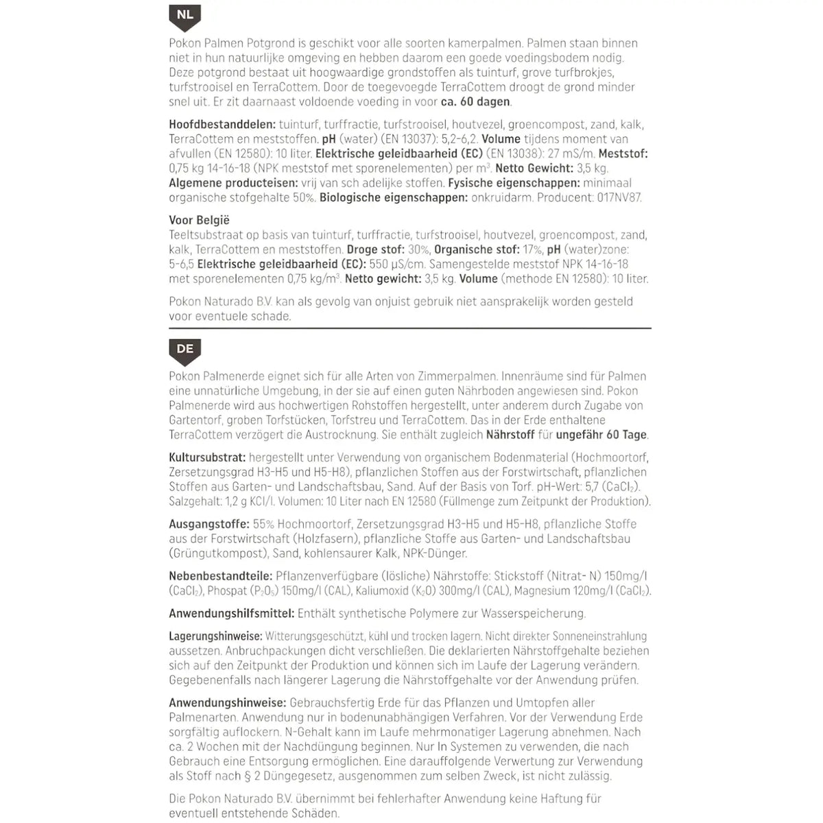 Pokon Palmenerde vor weißem Hintergrund, Produktfoto 6.