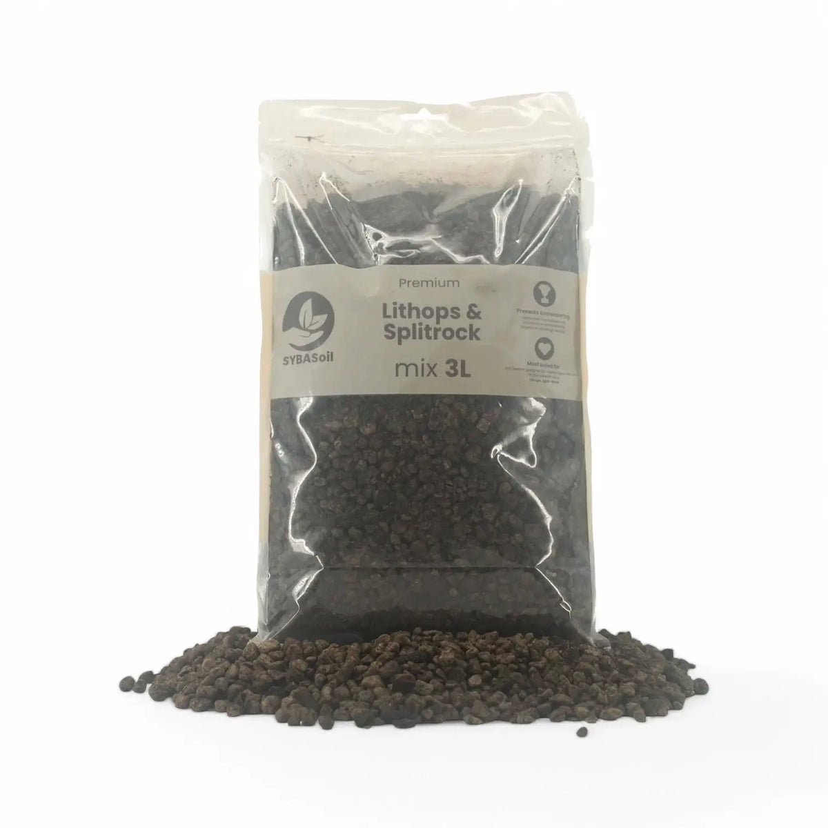 Lithops and Split Rock Soil Mix main product photo on white background.