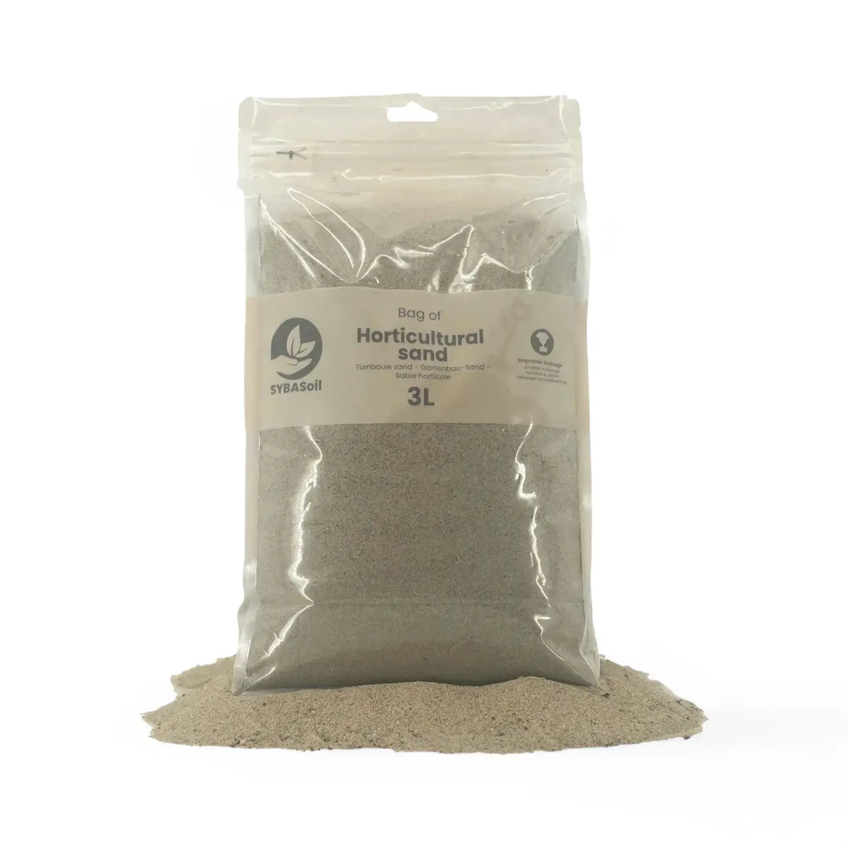 Gartenbausand Hauptproduktfoto vor weißem Hintergrund.